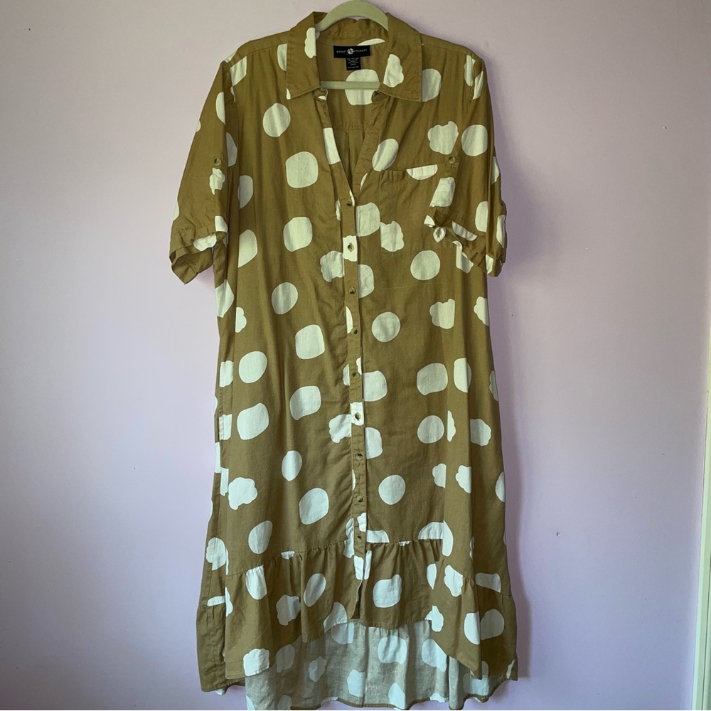 Polka Dot Button-Up Dress